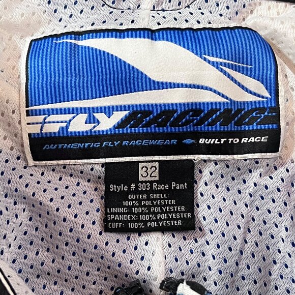 Fly Racing Mens 303 Race Pant Size 32 Blue/White/Black 100% Polyester Adjustable - Picture 6 of 9